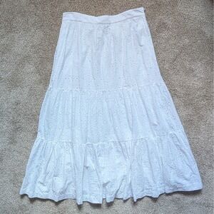 Boden Women's Sz 12 Broderie White Eyelet Maxi Skirt Cotton Natural Fiber Lined